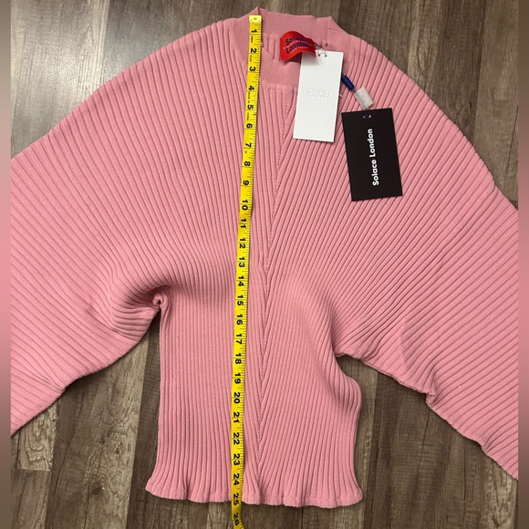 Solace 🎀 London Sweater Baby Pink Heavy Rib Knit  Sculptural Sleeves NWT - Picture 8 of 8
